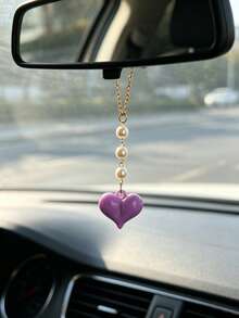 Acrylic Heart Car Hanging Ornament, Niche Women's Car Interior Rearview Mirror Decor Pendant, Car Interior Accessory, Gift - A - View 7