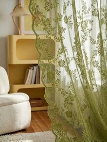 1pc French Romantic Style Semi-Sheer Curtain Panel, With Lace Trim, 100% Polyester Mesh, Wave Rod Pocket Design, Adjustable Decorative Curtain Suitable For Living Room, Bedroom, Balcony, Classic Style, Machine Washable, Suitable For Seasonal Use, Rod Pocket Design, No Lining, Semi-Sheer, Country Style, High Quality, Rod Pocket Design, Suitable For Door Curtain Panel, Woven, Polyester Fiber - Multicolor - View 6