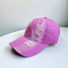 1pc Fashion Distressed Ripped Edge Soft Top Baseball Cap, Curved Brim Baseball Cap For Daily Wear - Multicolor - View 5
