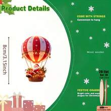 2D Flat, 8 Hot Air Balloon Santa Claus Design Pattern Holiday Pendant, - Perfect Holiday Gift Decoration For Home & Garden, Suitable For Tree, Home, Party & Holiday Gifts - Festive Atmosphere Decoration | Christmas Tree Decoration | - Christmas Tree Decorations - View 9