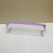 1pc Pink Transparent Square Mesh Pencil Case, Lightweight And Practical, Suitable For Office Desk, Portable Storage Bag, Large Capacity Makeup Brush Bag, Random Color, Random Packaging - A - View 7