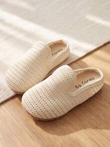 Zapatillas tipo mule para niña, de moda, con calado de malla, estilo lazy, slip-on, antideslizantes, suaves, planas, transpirables, para interior y exterior, primavera y verano - Albaricoque - Ver 5