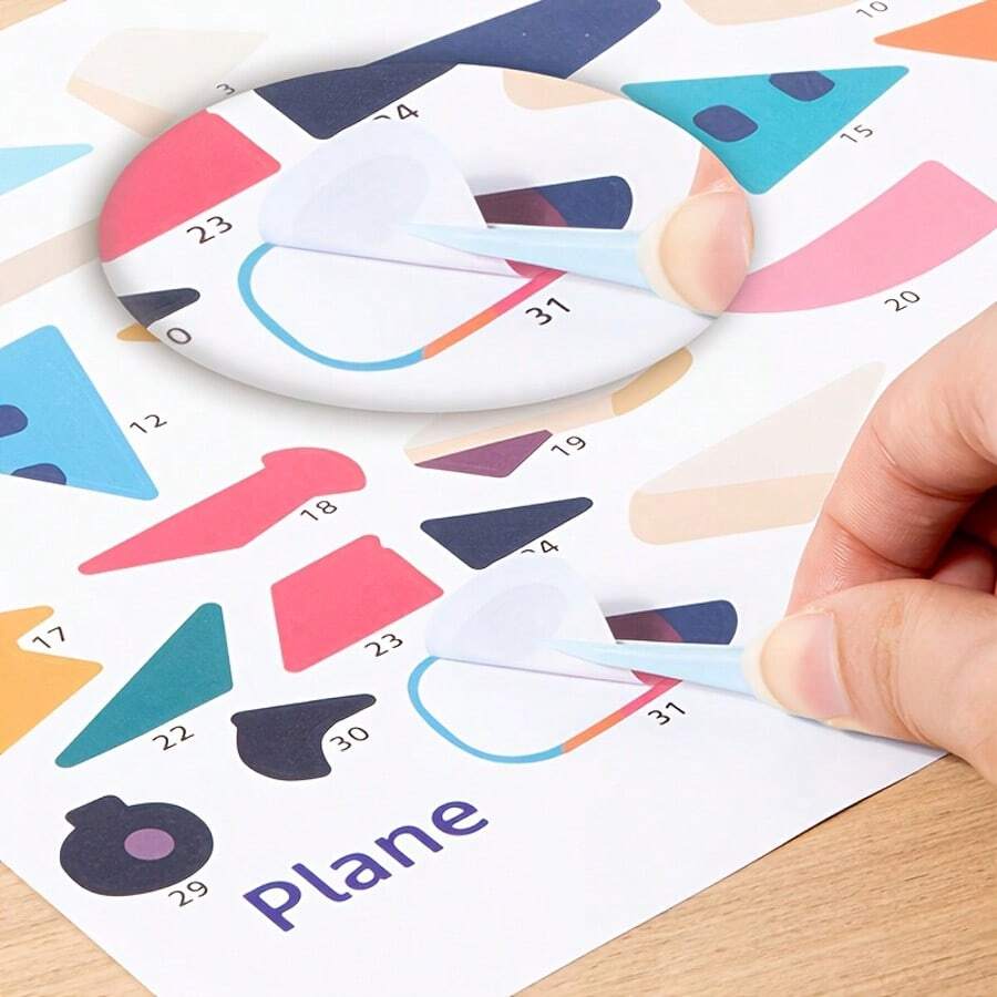1pc Sticker Puzzle - Children's 3D Geometric Collage Handmade DIY Intellectual Puzzle Sticker, Focus Training Early Education Educational Toy, Educational Activity Book, Suitable For Adults, Cultivate Creativity And Motor Skills, Includes Animals, Shapes, Colors - Birthday, Christmas, Halloween Gifts - Multicolor - View 1