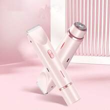 2-In-1 Women's Electric Shaver & Trimmer, Painless Dual-Head Epilator For Face, Body And Bikini Area, USB Rechargeable Grooming Kit, Portable All-In-One Razor For Smooth Skin, Birthday Gift For Her, 650mAh - View 13