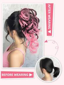 Disheveled Bun Hairstyle, Various Color Elastic Hair Clips, Suitable For Women, Applicable For Halloween, Music Festivals, And Daily Outings - Multicolor - View 2