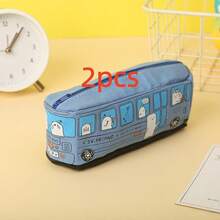 1pc Creative Cartoon Style Large Capacity Bus Shaped Pencil Case For Students, Korean Style - Multicolor - View 21