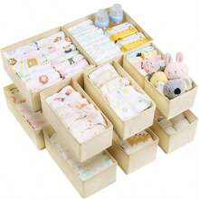 12pcs Baby Clothes Storage Boxes, Vanity Drawer Organizer, Suitable For Baby Clothes, Nursery Vanity Divider Boxes, Can Store Underwear, Socks, Ties, Scarves - Multicolor - View 12