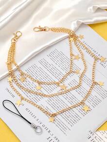 Punk Style Fashion Waist Chain Featuring Anti-Tangle Design Sleek Double-Layer Metal Chain For Men Women Versatile Hip Hop Star Pendant Chain Belt For Streetwear Back To School Wedding Daily Party Gift Dancer Essential Accessory - Multicolor - View 7