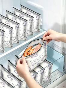 60pcs Antibacterial Aluminum Foil Reusable Food Storage Bags, Resealable Freezer Zipper Bags, Airtight Seal Bags - View 2