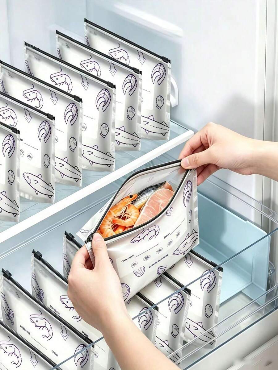 60pcs Antibacterial Aluminum Foil Reusable Food Storage Bags, Resealable Freezer Zipper Bags, Airtight Seal Bags