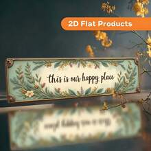 2D Flat Vintage Style "This Is Our Happy Place" Metal Wall Plaque - Large Rustic Farmhouse Sign With Mint Green Leaves And Gold Letters, Durable Decor, Suitable For Porch, Office, Easy To Install Housewarming Gift (Random Style) - A - View 6