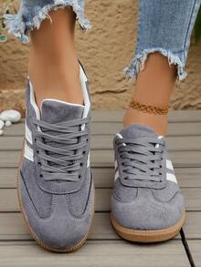 Women's Korean Style German Training Sneakers, Spring/Summer Fashion Sports Casual Shoes - Grey - View 3