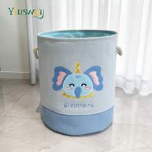 Yiuswoy 1个可折叠动物纹收纳篮 - 恐龙、狮子和长颈鹿图案，加厚布料整理箱，可用于收纳衣物、玩具和家居用品，家居装饰 - 彩色 - 查看 18