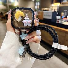 5pcs/Set Compatible With 20W UK Fast Charger Protective Case Cable Protector Cartoon Cute Star Moon Design Transparent Soft Shell Anti-Drop Anti-Scratch With Data Cable Winding Rope Anti-Breakage Protective Case Compatible With Apple Series Boyfriend Girlfriend Gift - UK Plug 20W Moon & Stars - View 4