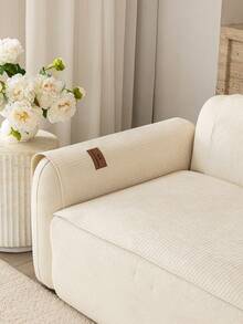 1pc Solid Color Chenille Decorative Sofa Cover, Vacation Decor Pet-Friendly Machine Washable, Living Room Bedroom Sofa Cover Old Sofa Renewal, Suitable For 1/2/3/4 Seat Armrest Backrest Cover - Beige - View 7