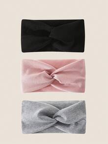 3pcs Minimalist Solid Color Criss-Cross Headbands, Suitable For Girls' Daily Casual Wear - Multicolor - View 5