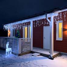 LED Outdoor Solar Icicle Lights, 45/96/150 LEDs, Featuring 8 Flashing Modes. Hanging Decorative Lights To Create Christmas Atmosphere, Suitable For Eaves, Gardens, Patios, Balconies, Parties And Wedding Decorations - Solar Icicle Lights - View 5