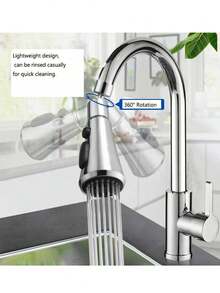 1pc Modern High Pressure Kitchen Faucet - Silver - View 4