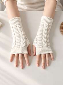 Women'S Thermal Fingerless Gloves, Winter Thumb Hole Wrist Warmers With Crochet Hooks For Arm Warmth - Multicolor - View 6