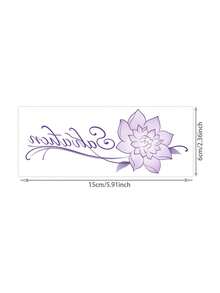 Floral Cursive Quote Temporary Tattoo Stickers, Multi-Color Thin Line Flower & Elegant Script Words, 5 Designs Pack, Waterproof Aesthetic Fake Tattoos For Collarbone Shoulder - Multicolor - View 15