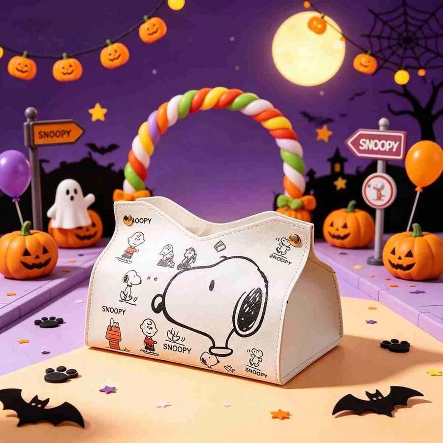 1 قطعة صندوق مناديل Snoopy شائع لعام 2026، طباعة لطيفة، توزيع سلس بدون انسداد، مناسب للمكتب أو السيارة، تصميم تخزين مناديل راقي، هدية مفاجأة للأصدقاء والعائلة في رأس السنة وعيد الهالوين وعيد الميلاد (نمط عشوائي) - متعدد الألوان - مشاهدة 1