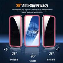 Set Of 3 (Pink Glow-In-The-Dark Anti-Peep) Privacy Tempered Glass Screen Protectors That Shine At Night. Smooth Surface With Good Gloss | Reinforced Glass Protection, Compatible With Compatible With Iphone 18Pro 18Promax 18 Duo 17 16 15 14 12 13 11 - 3pieces/PINK Privacy - View 5