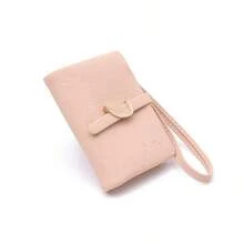 PRETTYZYS 1pc Pink Women's Short Wallet, Solid Color, 2026 New Korean Style Minimalist Fresh Leaf Snap Fold Zipper Multi-Function Card Holder Coin Purse Handbag, Daily Travel, Christmas Gift, Back To School, Valentine's Day Gift, All Season - Pink - View 8