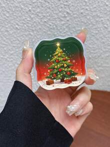Christmas Tree Pattern 3pcs Set Data Cable Charger Wave-Shaped Protective Cover Compatible With UK Standard 20W Apple Charger, Transparent Anti-Shatter Cover, Protects Phone, 3-Prong Charger, Cable Protective Cover - Multicolor - View 5