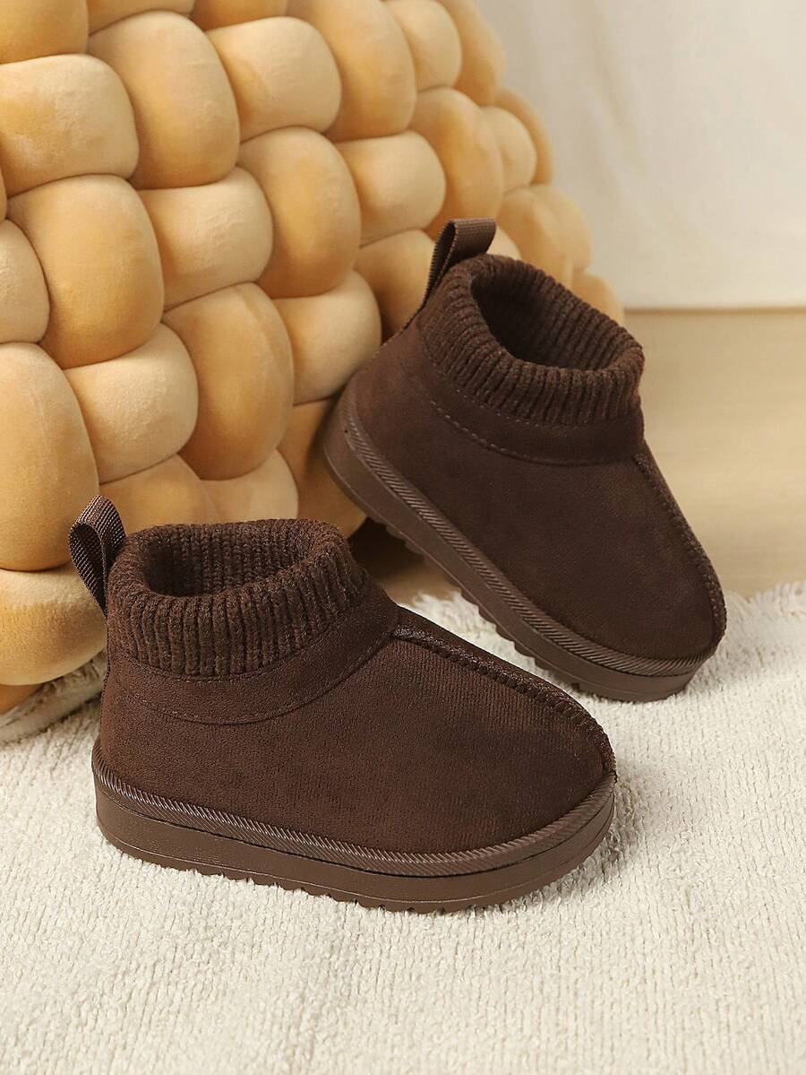 1 Pair Kids Knitted Sock Top Snow Boots, Winter New Style Anti-Slip Warm Boots For Baby - Coffee Brown - View 1