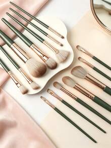 14Pcs Professional Makeup Brush Set With Storage Holder, Portable Beginner-Friendly Cosmetic Kit With Foundation, Concealer, Blush & Powder Brushes, Multi-Use Beauty Tool For Vanity, Travel & Back To School, Ideal Christmas Holiday Gift - Multicolor - View 2