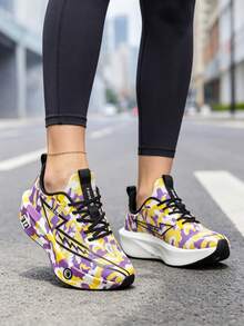 Men's Athletic Shoes, Versatile All-Match Fabric Upper Tennis Shoes, EVA Lightweight Sole, Commuting Jogging Casual Sports Shoes - Yellow - View 10