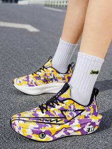 Men's Athletic Shoes, Versatile All-Match Fabric Upper Tennis Shoes, EVA Lightweight Sole, Commuting Jogging Casual Sports Shoes - Yellow - View 6