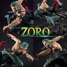 bandai 1 buah Figur Zoro Gaya Tiga Pedang, Ornamen Meja Kantor 3000 Dunia, Rakitan Model Anime 2D - MultiWarna - View 1