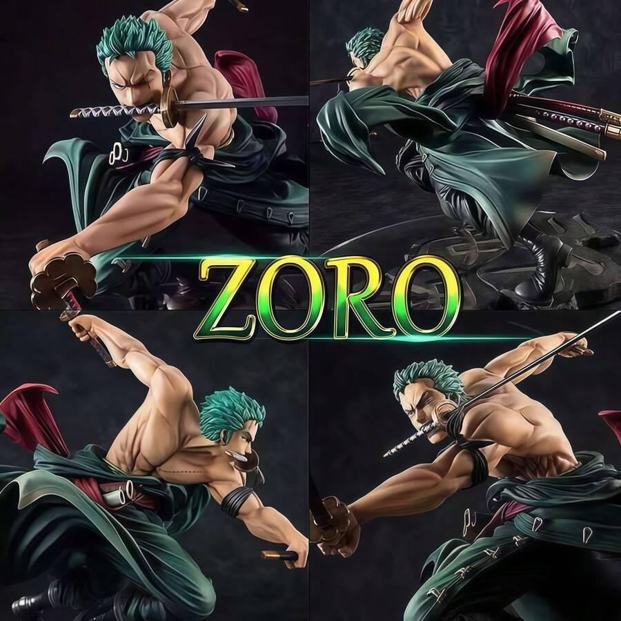 bandai 1 buah Figur Zoro Gaya Tiga Pedang, Ornamen Meja Kantor 3000 Dunia, Rakitan Model Anime 2D - MultiWarna - View 1