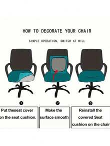 1pc Solid Color Elastic Office Chair Cover - Made Of Thickened Plush Teddy Fleece, With Elastic Band, Non-Slip Stretchable Chair Cover, Suitable For Home And Office Use, Machine Washable, Winter Warm Chair Protector - Multicolor - View 8