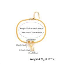 1pc Simple Classic Initial Hollow Heart Pendant Golden Stainless Steel Herringbone Chain Anklets For Women - Anklets - View 2