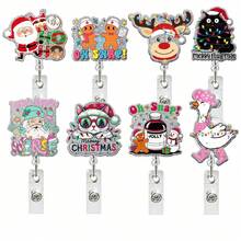 1pc Christmas Creative Retractable Badge Reel, Suitable For Hospital, School, ID Card Holder, Christmas Party Gift - Multicolor - View 1