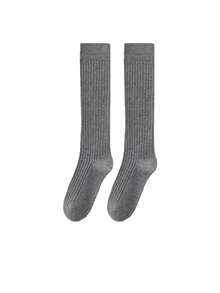 1/2/3 Pairs Women's Solid Color Knitted Calf Socks, Thickened Warm Long Tube Socks, Suitable For Daily Commute Wear - Multicolor - View 12