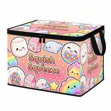 1 صندوق تخزين قابل للطي من قماش ناعم بسحاب بتصميم لطيف "Squish & Squeeze"، مناسب لتخزين الملابس والمناشف وأغطية السرير، مثالي للمنزل والخزانة والتخزين تحت السرير - A - مشاهدة 2