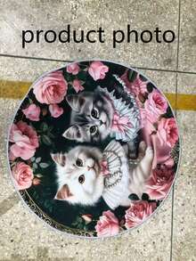 1pc Rose Cat Pattern Floor Mat, Decorative Carpet, Floor Mat, Carpet, Living Room Carpet, Bedroom Carpet, Universal Carpet - Multicolor - View 3