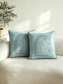 LCUHPCL American Luxury 3D Embroidered Horse Pillow Case With Rope Decoration, 1pc And 2pcs Home Decor Suitable For Living Room, Bedroom, Party And Various Environments - Multicolor Right - View 14