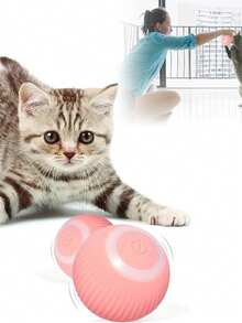 Interactive Cat Ball Toy, Smart Indoor Automatic Moving Ball, Puzzle & Boredom Relief, USB Rechargeable Pet Toy - Pink - View 4