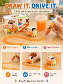 2-In-1 DIY Crystal Slime Toy Set Auto Track-Following Mini Car Kids 2-In-1 Slime Play Set Slime Track Car Toy Christmas Kids Toys Fidget Toys For Kids - Multicolor - View 3