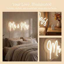 1pc Romantic Multi-Color Wedding Neon Sign, USB Powered LEDNeon Light, Wall Hanging Decor Light, Versatile Decoration Suitable For Wedding Events, Romantic Proposal, Couple Anniversary, Themed Party, Bedroom Decoration, Family Living Room Layout, - Multi-color light - View 6