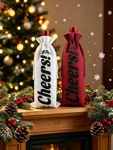 8Pcs Cheers Linen Burlap Wine Bottle Gift Bag Drawstring Wine Cover Sack Reusable Wine Bag For Wedding Holiday Christmas Housewarming Birthday Party Wine Lover Present Decor - Multicolor - View 7