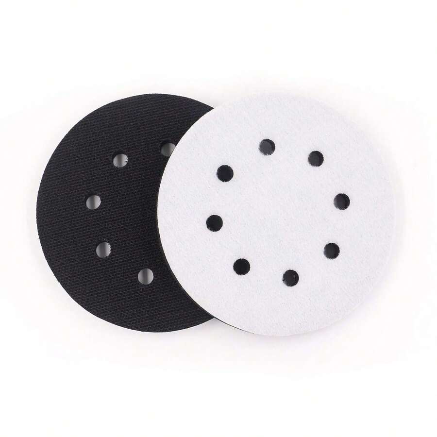 2pcs 5 Inch 8-Hole Wax Polishing Pad Buffer, Flocked Self-Adhesive Protective Soft Pad, Round Disc Wet/Dry Sandpaper Polishing Soft Pad - 2Pcs 5inch 8 Holes - View 1
