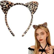 3-Piece Cute Fun Cheetah Costume Accessories - Includes Cat Ear Headband, Tail And Bow, Suitable For Carnival, Festival And Party - Leopard - View 3