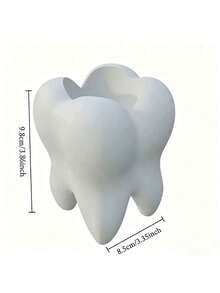 1pc Bathroom Tooth-Shaped Toothbrush Holder Creative Tooth-Shaped Pen Holder/Makeup Brush Storage - White - View 8