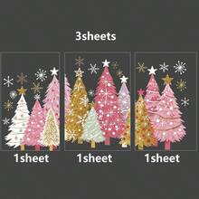 3-Pack Static Cling Window Stickers PVC Christmas Tree And Snowflake Decors - Winter Snowflakes With Christmas Trees, Glossy Finish, Suitable For Doors, Mirrors, Laptops, Tablets - Stick-On, Yellow-Green-Gold Christmas Tree And Snowflakes, Winter Home Window Decoration (No Residue) - Multicolor - View 12