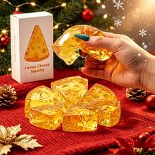 1pc Transparent Yellow Cheese Wedge Squishy Toy, Clear Jelly Slow Rebound Squeeze Ball, Soft Malleable Stress Relief Anxiety Relief Desk Toy, ASMR Sensory Cute Christmas Halloween New Year Gift For Kids Teens And Adults - Multicolor - View 3